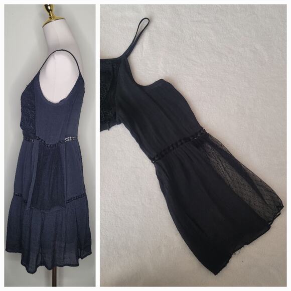 Vivid Collection Of NY Sz S Black Boho Fairy Goth Crochet Embroidered Lace Dress - Picture 3 of 8